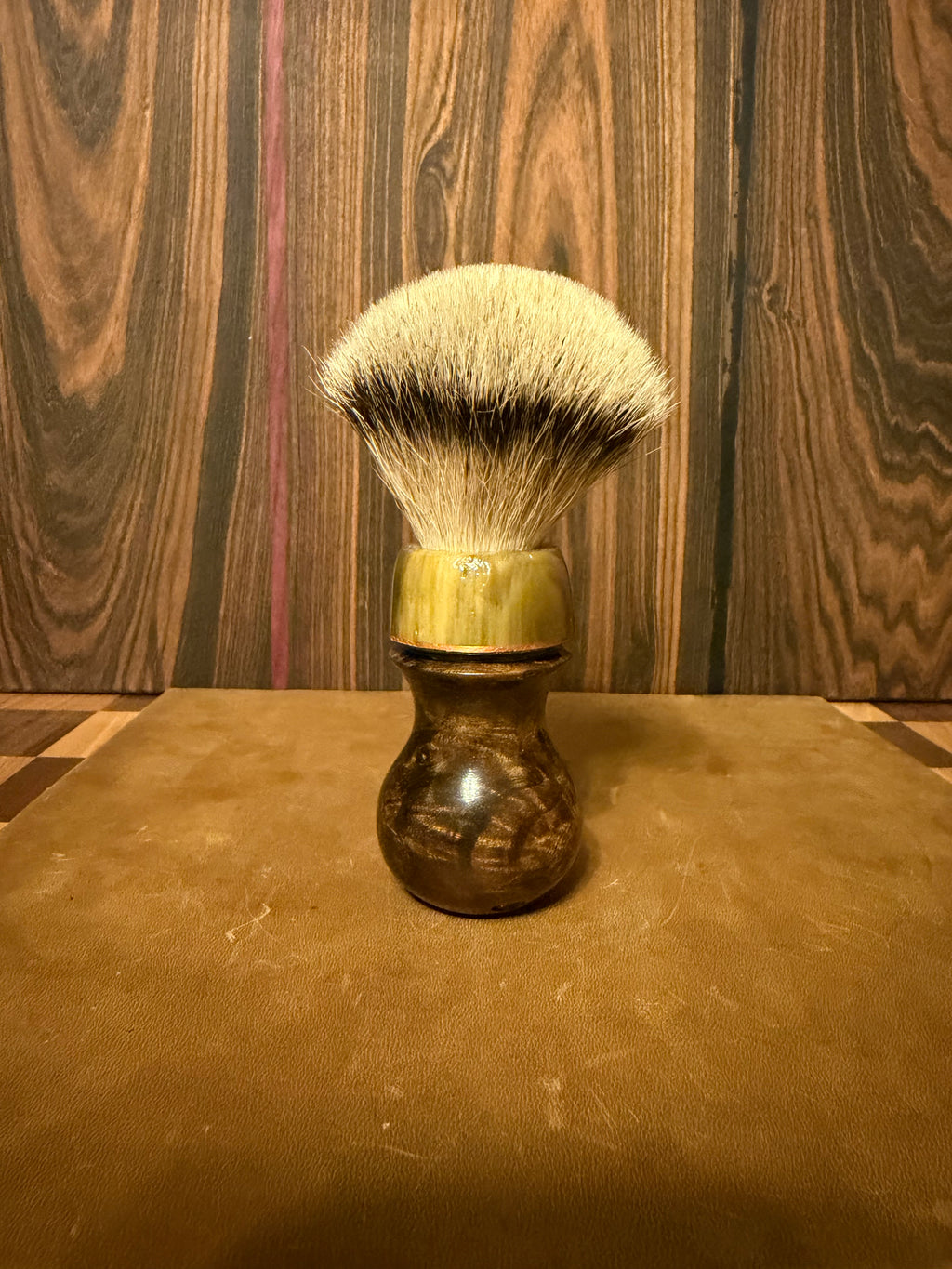 English Walnut and Synthetic Bone Badger Shave Brush