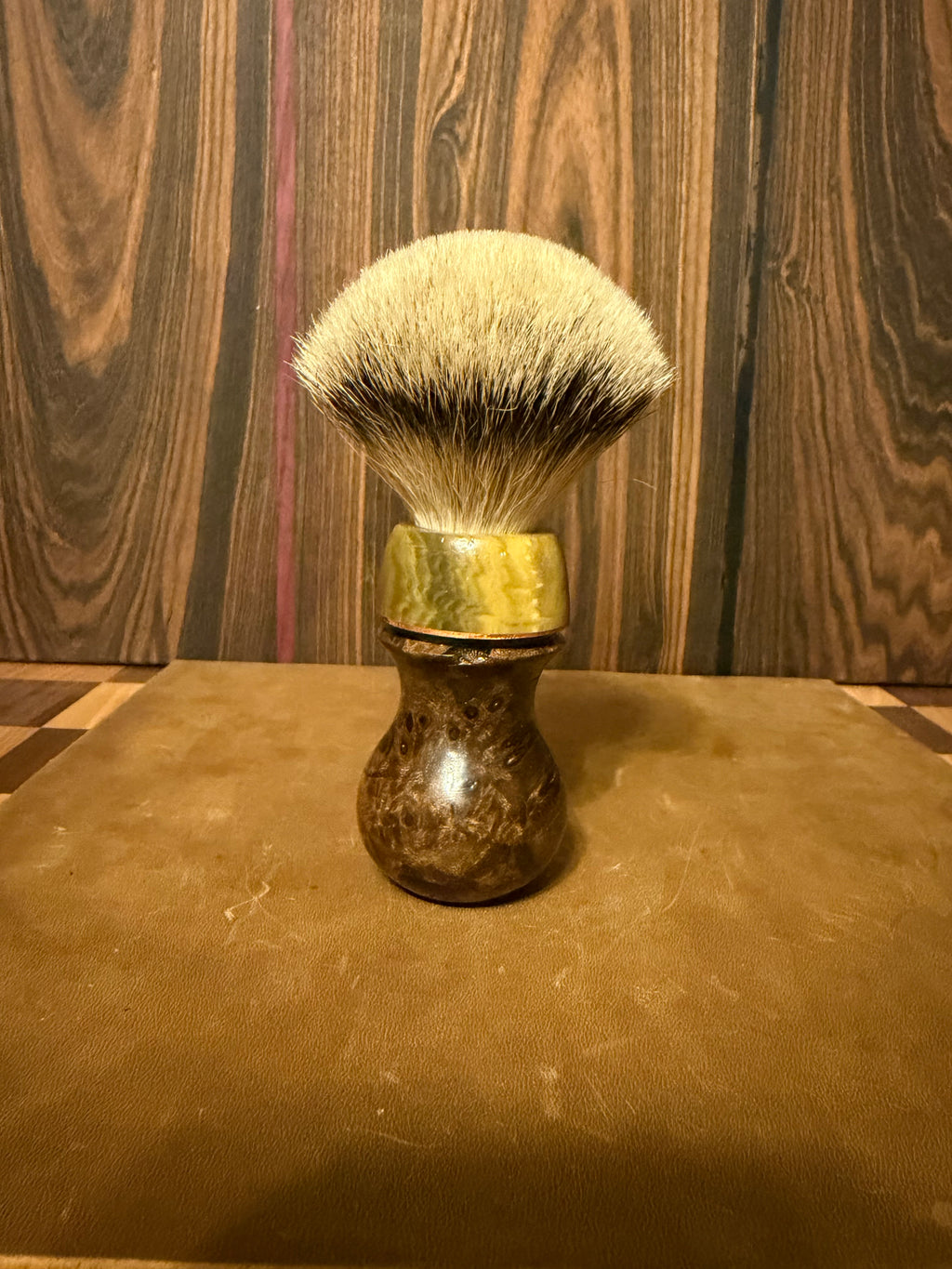 English Walnut and Synthetic Bone Badger Shave Brush