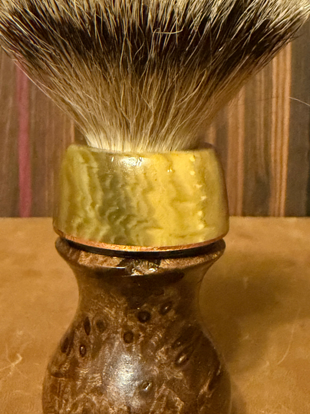 English Walnut and Synthetic Bone Badger Shave Brush