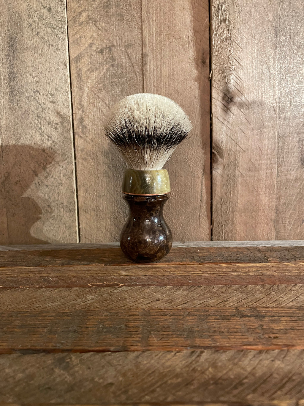 English Walnut and Synthetic Bone Badger Shave Brush